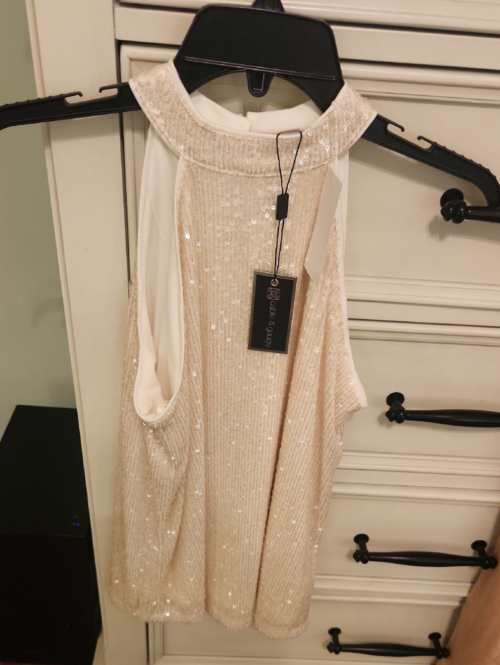 Beatiful Cable & Gauge Ivory Sequin Halter Top